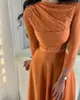 Festklänningar sjöjungfru orange chiffon långa ärmar prom kvinnliga klänningar special bankettklubb vestidos de fiesta kväll