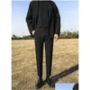 Męskie garnitury Blazers 2023 Spring Autumn Casual Pants Mężczyźni cienki rozciąganie Slim Fit Elaste Talia Business Klasyczne koreańskie spodnie MAL DHQH8