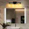 Moderni luci di vanità per bagno in oro spazzolato Lampade per bagno nero e oro SCONCES ALIMENTO DELLA parete con tonalità in vetro trasparente