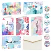 6set Mürekkep Boyama Stili Teşekkür Kart Paketi Setleri Zarf Etiketleri ile Doğum Günü Düğün Bebek Partisi Multips