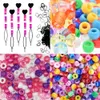 1003Pcs/Bag Hair Beads Kits for Lovely Kids Hair Acrylic Rainbow Beads Elastic Rubber Bands for Braiding Hair Accessories