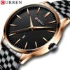 Regardez Man New Curren Curren Watchs Fashion Business Wristarch avec une horloge en acier inoxydable automatique Reloj262o