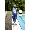 Costumi da bagno musulmani donne lago blu twill stampato modesto hijab maniche lunghe costume da bagno sportivo 4 pezzi lslamic burkinis indossa costume da bagno