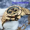 AP Mouvement au poignet Royal Oak Series offshore 26470or Gold Shell Gold Band Chronograph Mens Watch 18K Rose Gold Material 42 mm