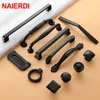 NAIERDI Aluminum Alloy Black Cabinet Handles American Style Solid Kitchen Cupboard Pulls Drawer Knobs Furniture Handle Hardware