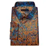 Designer Silk Shirts for Men Blue Gold Green Red White Black Paisley Embroidered Slim Fit Male Blouses Casual Long Sleeve 240407