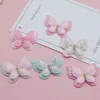 20pcs/lotto 4,3*3,7 cm Appliques imbottiti a farfalla a farfalla a due strati per abiti artigianali forniture cuciture per capelli fai da te accessori per clip per capelli fai -da -te