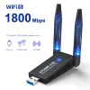 Карты 1800 м USB Wi -Fi 6 Адаптер Двойной антенны 1300M Сетевой карты AX1800 Двухполосный адаптер 2,4G 5G Wi -Fi для контроллера таблеток для ноутбука ПК