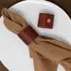 4Pcs/Set Napkin Ring Tear Resistant Rustic Vintage Napkin Ring Classic Round Faux Leather Table Decor Napkin Buckle for Holiday