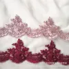 1Yard 11cm wide Camel Burgundy Cording Edge Polyester Embroidery Lace Trim for Bridal Wedding Gown Costume Design Lace Ribbon