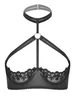 Bras #S-5XL dames sexy 1/3 kopje beha met strappy choker zie door kanten underwire pad-vrije balconette push up brassiere lingerie 240410