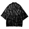 Japanse geometrie print zwarte vest shirts 2022 vrouwen mannen cosplay yukata harajuku traditionele kimono kleding plus maat