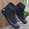 Zapatos casuales para hombres lienzo primavera otoño 2024 encaje-up alto estilo negro de moda negras estudiantes jóvenes vulcanizan