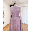 Party Dresses Elegant Wedding Evening Dress For Women 2024 Muslim O Neck Long Sleeves Mermaid With Detachable Train Sequined Prom Gowns