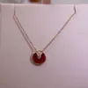 Card titanium steel necklace female amulet female plated 18k rose gold white Beihong chalcedony single diamond clavicle chain net red