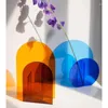 Vasi Nordic Rainbow colorato colorato acrilico arte geometrica Contenitore floreale Jardiniere Shop Wedding Party Home Office scrivania decorazione