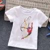 T-shirts aquarel gymnastiek print tshirts meisjes kinderen kleding schattig gymnastiek kunst t shirt zomer gym kinderen kleding harajuku shirt 240410