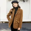 Xiaoxiangfeng Woolen Coat Women's Women's Autumn and Winter Down Lising 2023 Giacca per abbigliamento a quadri Nuovo Temperamento con velluto addensato