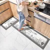 PU Leather Long Strip Kitchen Carpet PVC Doorway Floor Mats Household Dining Room Wipeable Oil-proof and Waterproof Non-Slip Rug