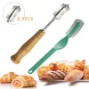 Plastic/Wooden Bread Lame Tools Bakery Scraper Bread Knife/Slicer/Cutter Dough Breads Scoring Lame with Blades Arc Curved Knife