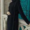 Roupas étnicas Pescoço redondo elegante Uma linha maxi vestido com acabamento de renda para mulheres muçulmanas perfeitas usam mulheres longas sólidas