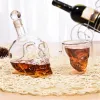 Creative Skull Double Glass Cup Whisky Vodka Wine Glasses Set Crystal Bottle Spirits Mug Transparent Wine Drinking Bar Home Cups
