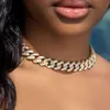 Bijoux hip hop personnalisé Collier Femme 14 mm Set 925 Silver D Couleur Iced Out Moissanite Cuban Lien