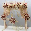 Plantas de folhas douradas personalizadas Arranjo de flores rosa Arranjo de casamento Casado Deco parede pendurada na mesa floral de bola floral vitrine