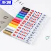 Jikun 12pcs Marcadores de tinta de pneus graffiti arte permanente para rock metal vidro de seixos de óleo marquim de óleo à prova d'água