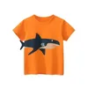 T-shirts 2024 Nouveaux vêtements d'été Cartoon Impression de requin T-shirt garçons filles T-shirt Enfants à manches courtes Coton Tops Kids Vêtements 240410