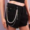 Pearl Butterfly zijketen op jeansbroek handtas voor E Girl Boy Layered Body Chain Trousers Street Clothing Accessories