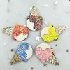 10 stcs/lot 26*42 mm vilt ijs glitter regenboog pleisters applique ambachten voor kinderen hoofddeksels haarclip accessorie en kledingstuk