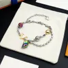 Lyxdesigner smycken armband presbyopia armband mode för män kvinnor brun gammal blommbok bokstäver eleganta pärlor armband med låda och dammpåsar