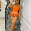 Women's Two Piece Pants Sexy Print Mesh Sheer 2 Sets Womens Outfits Summer Bodysuit Top And Leggings Set Club Party Nightclub Birthday