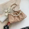 Hobo mode geplooide crossbody schoudertas wolk pu lederen kleine handtassen portemonnee dames parel luxe ontwerp onderarm tassen