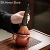 Kinesiska kung fu te borste handgjorda svarta oxhorn tvättkanna täcke borste bambu rot te skon te ceremoni delar teaware set verktyg