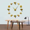 Akrilik Ayna Çıkartması Fil Duvar Saati Büyük Sessiz Saat Hareketi Asma Duvar İzleme Etiketleri Horloge Oturma Odası Dekor