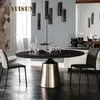 小さなアパートのためのイタリアのダイニングテーブル家庭用ロックスラブライトラグジュアリーラウンドテーブルモダンミニマリスト北欧の家具