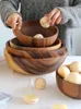 Ciotola di legno acacia in stile giapponese in legno stoviglie e tavola da frutta insalata di piatto di frutta ciotola di zuppa di legno intero ciotola in legno