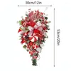 Dekorativa blommor jul godis cane swag kransdekorationer 21 tum röd och vit med för hemträdgårdsdekor