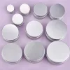 Aluminum Candle Jar Refill Metal Container Empty Cream Lip Balm Tin Box Hair Wax Pot Silver Can Box 5/10/30/50/60/70/80/90ml