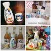 5-teiliger Weinset Japanische Maneki Neko Keramik Sake Set (1 Tokkuri Flasche 200ml und 4 Ochoko Cup) Glückskatze Getränkeware