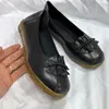 Sıradan Ayakkabı Kadın Düzleri Deri Kadın Comforthable Retro Ladies 2024 Sonbahar Sliger On Loafers Tembel Büyük Boyut 35-42