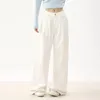 Kadın Kotları Sonbahar Kış Stylecasual Yüksek Bel Geniş Bacak Denim Pantolonlar Uzun Beyaz Pantolon Y2K Street Giyim Vintage Harajuku Düz