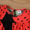 여자의 드레스 여자 아기 딸기 프린트 플러터-슬리브 드레스 l47