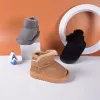 Boots hiver nouveau bébé bottes de neige en cuir en peluche épais