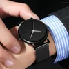 腕時計のメンクォーツ時計ファッションビジネスブラックステンレススチール腕時計ブレスレットネックレスギフトセット