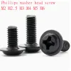 10-100pcs M2 M2,5 M3 M4 M5 Черный поперечный кусочек Phillips Head с винтом для стирального машины для пакета для ПК