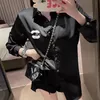 berühmte extravagante Marke Stickerei Damen Blusen Modedesigner gestreifte Hemden Slim Business Office Ladies Button Shirt Frühlings Sommer Langarm Tops