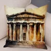 Pillow Vintage World Building Roman Airers abstal Double Print Decor Accient City Case for Sofa Home Car Cover en peluche